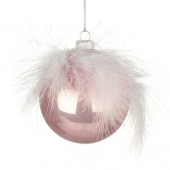 Pink Bauble with Feathers 